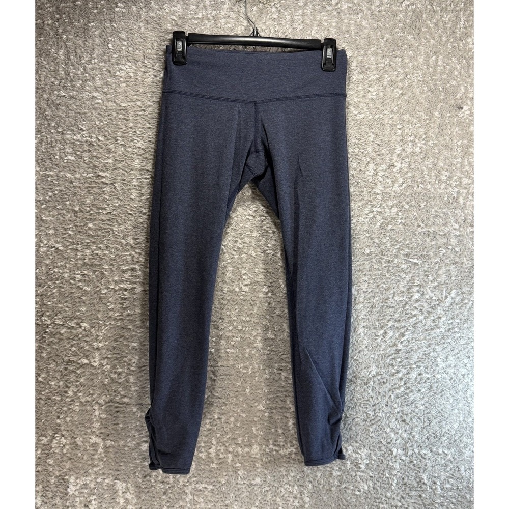 Lululemon Crop Leggings Women 6 Gray Ruched Back, Hem Soft Cozy Casual Sporty